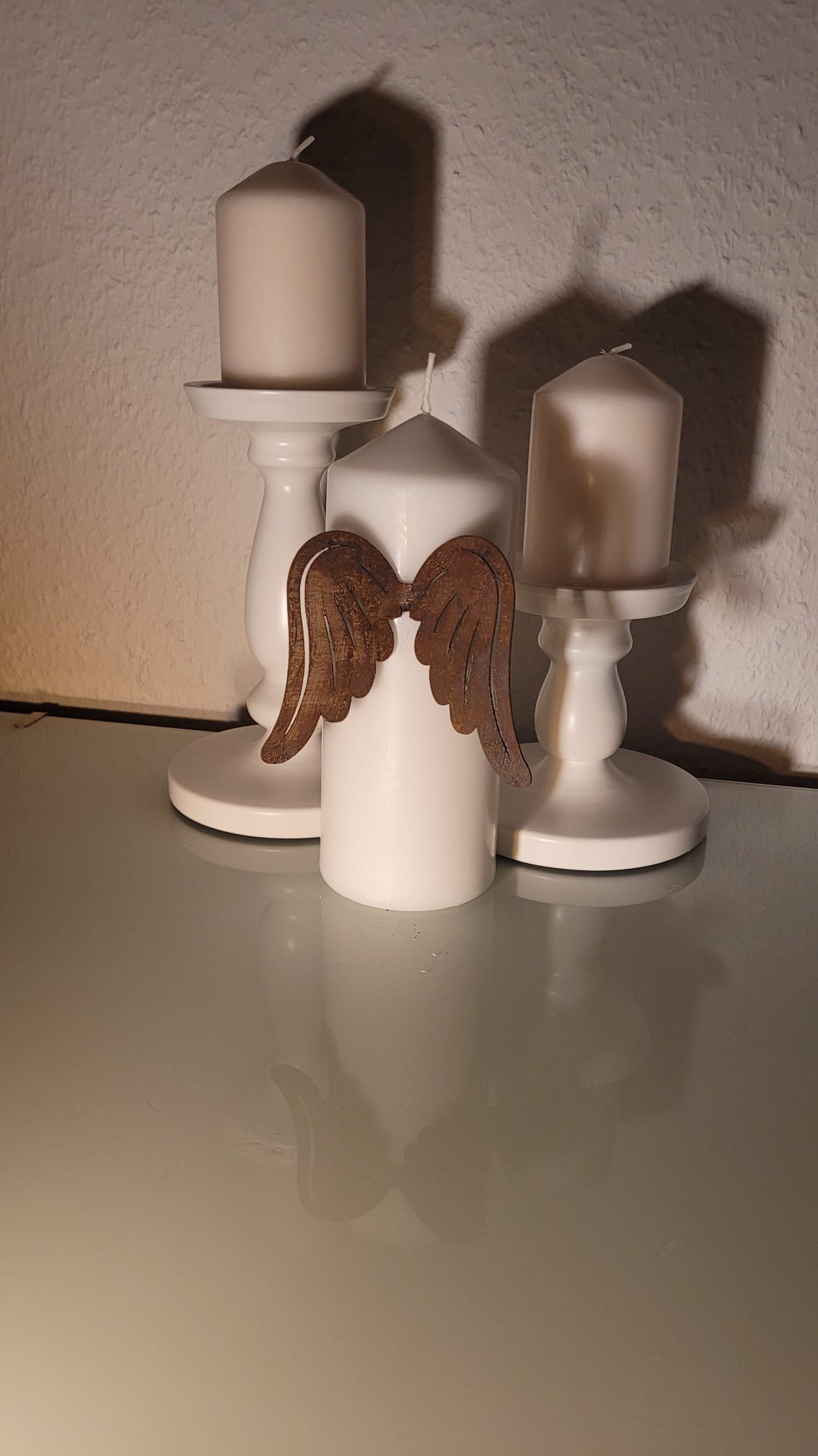 Engelsflügel Typ1 Kerzenstecker Edelrost