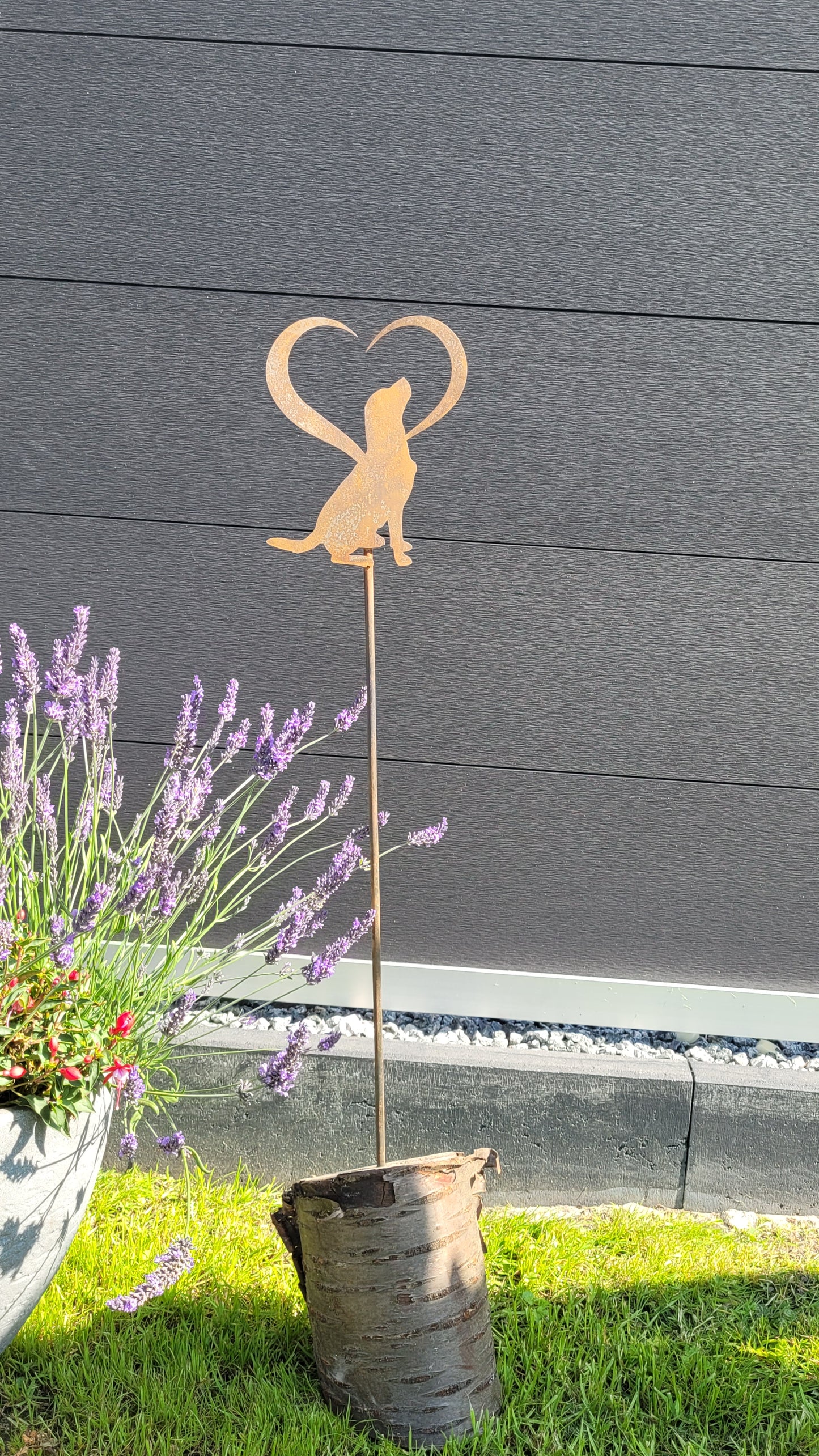 Gartenstecker "Herz mit Hund"
