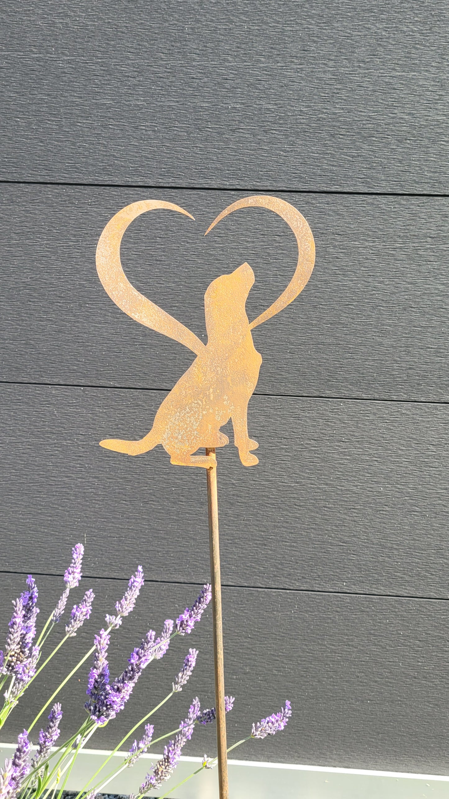 Gartenstecker "Herz mit Hund"