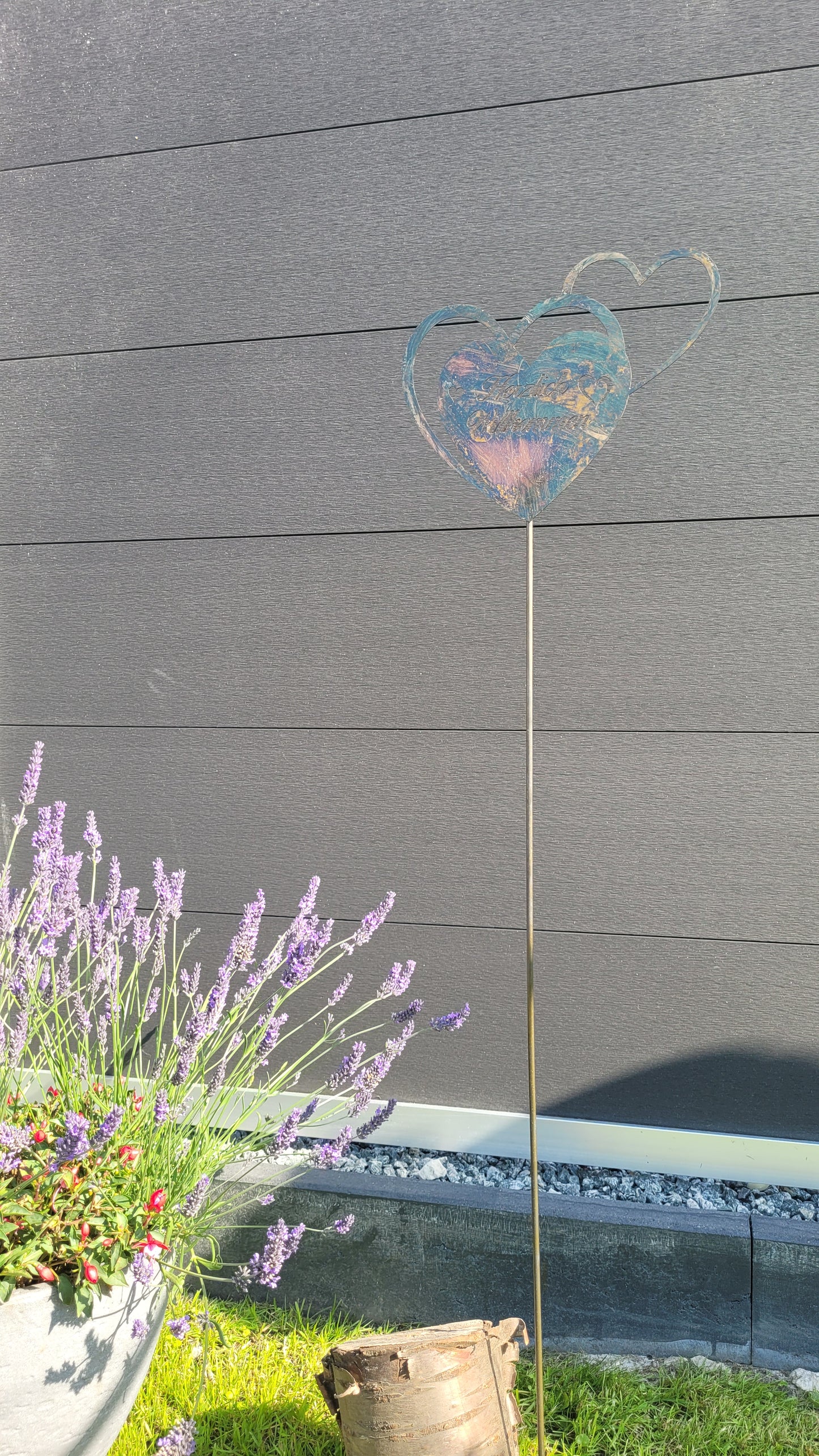 Gartenstecker "Herzlich Willkommen - Herzen"