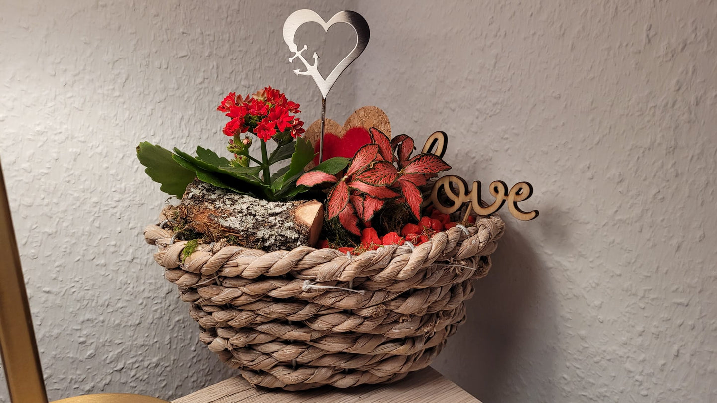 Blumenstecker "Herz mit Anker" Edelstahl