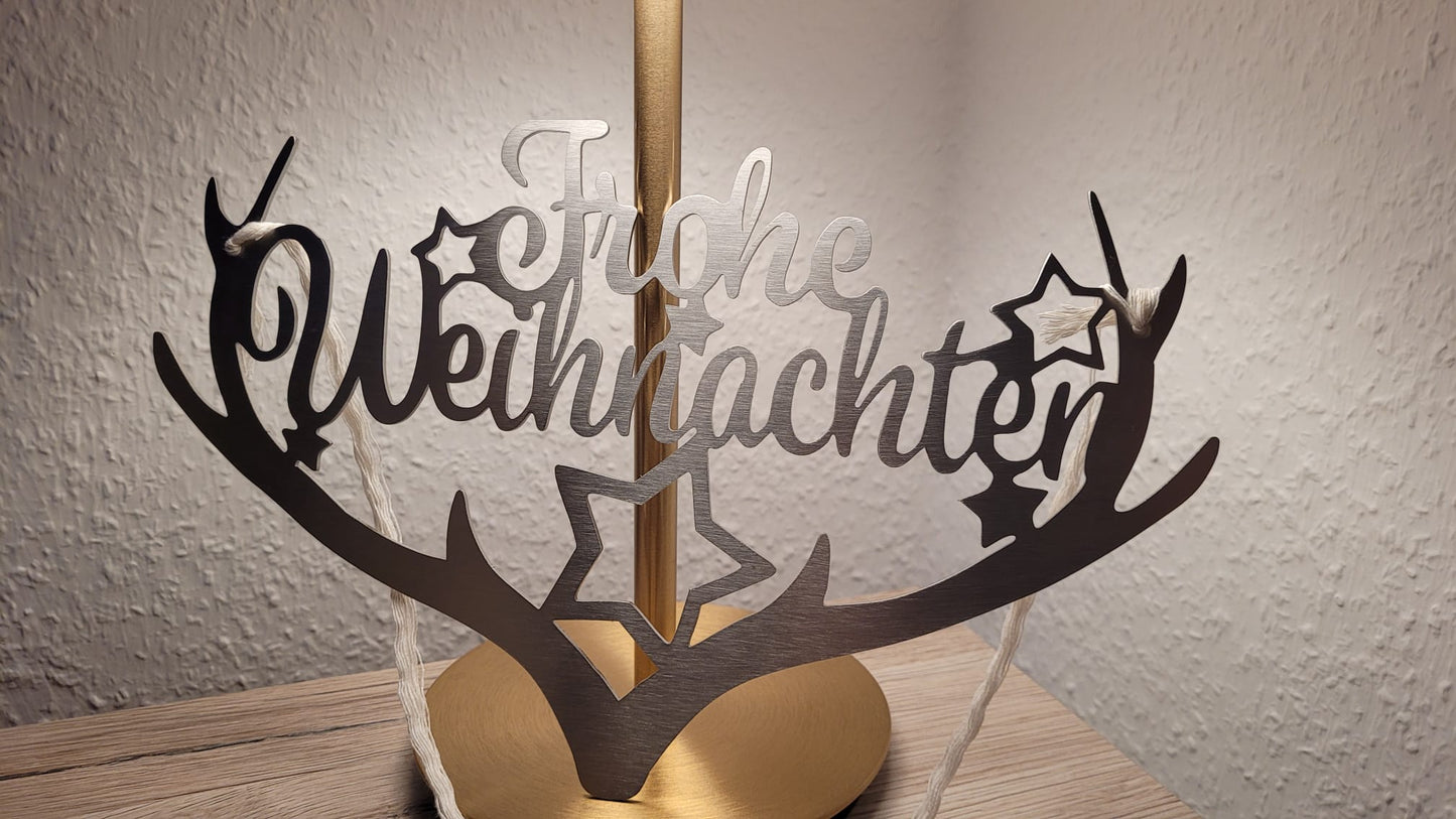 Türschild ''Geweih Frohe Weihnachten'' Edelstahl