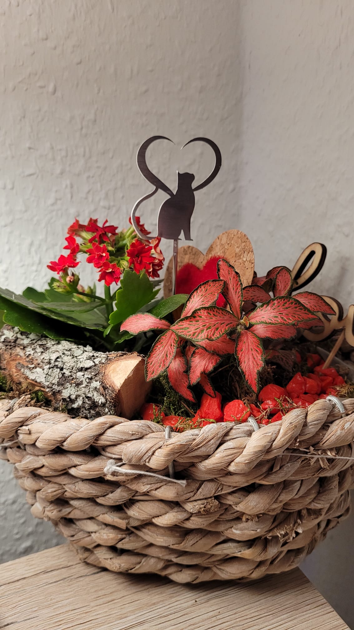Blumenstecker "Katze im Herz" Edelstahl