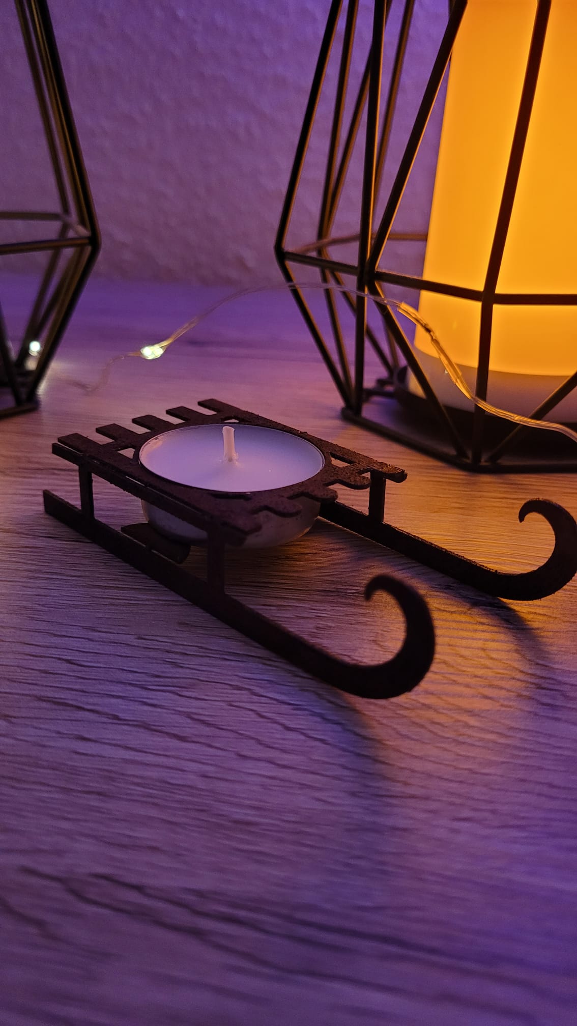 Teelicht "Schlitten" Edelrost