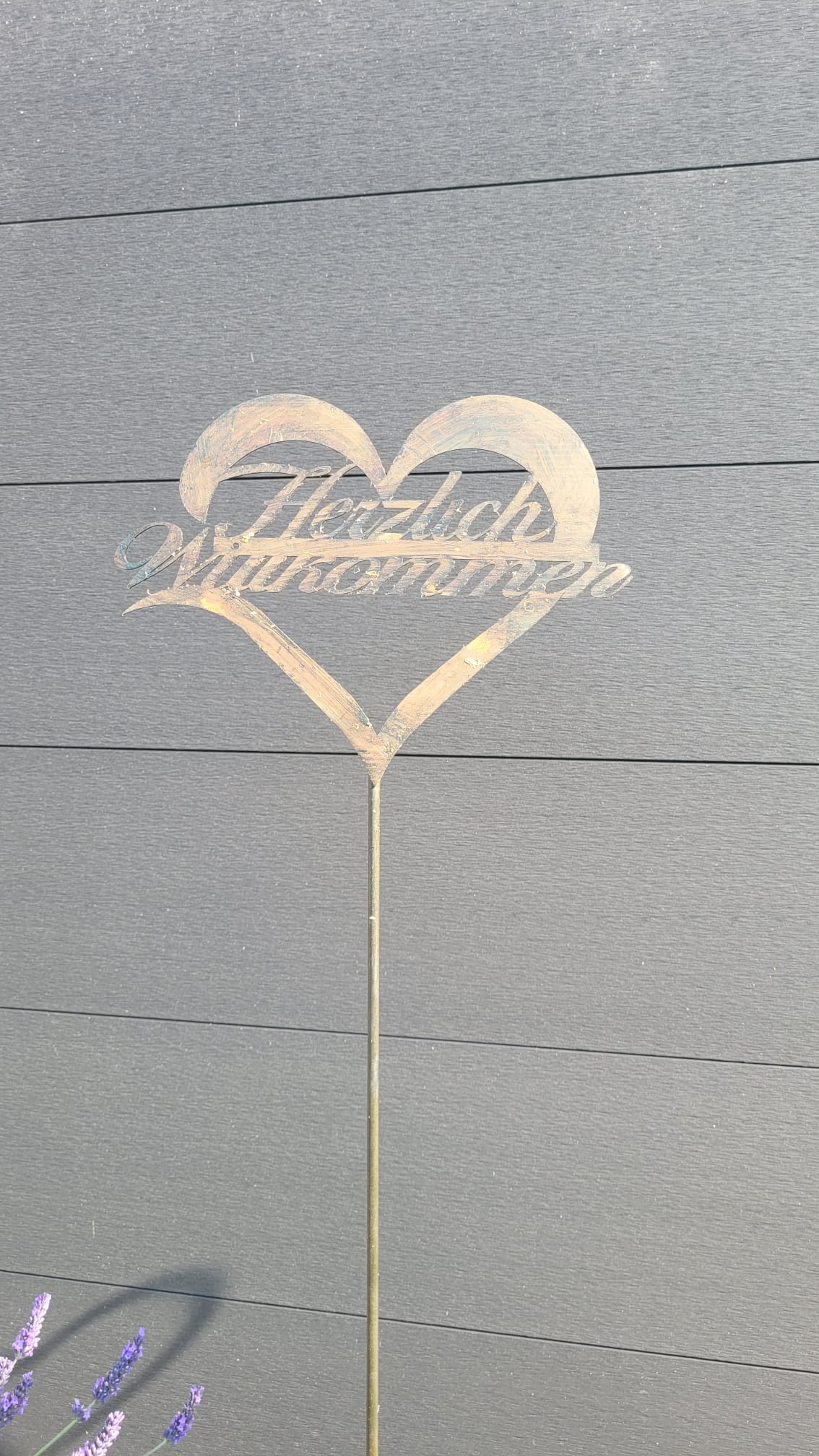 Gartenstecker „Herzlich Willkommen Herz"